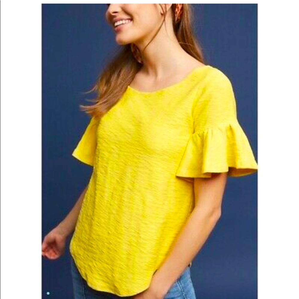 Anthropologie Christel Ruffle Sleeve top